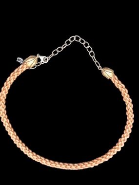 Carolyn Pollack Braided Metallic Copper Leather Sterling Silver & Brass Necklace